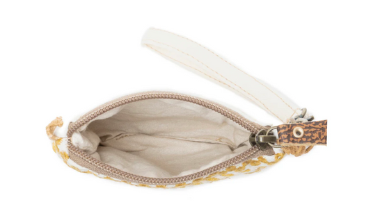 Savanna Glow Woven Pouch Bag in Sunny Gold