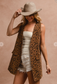 Washed Leopard Denim Vest