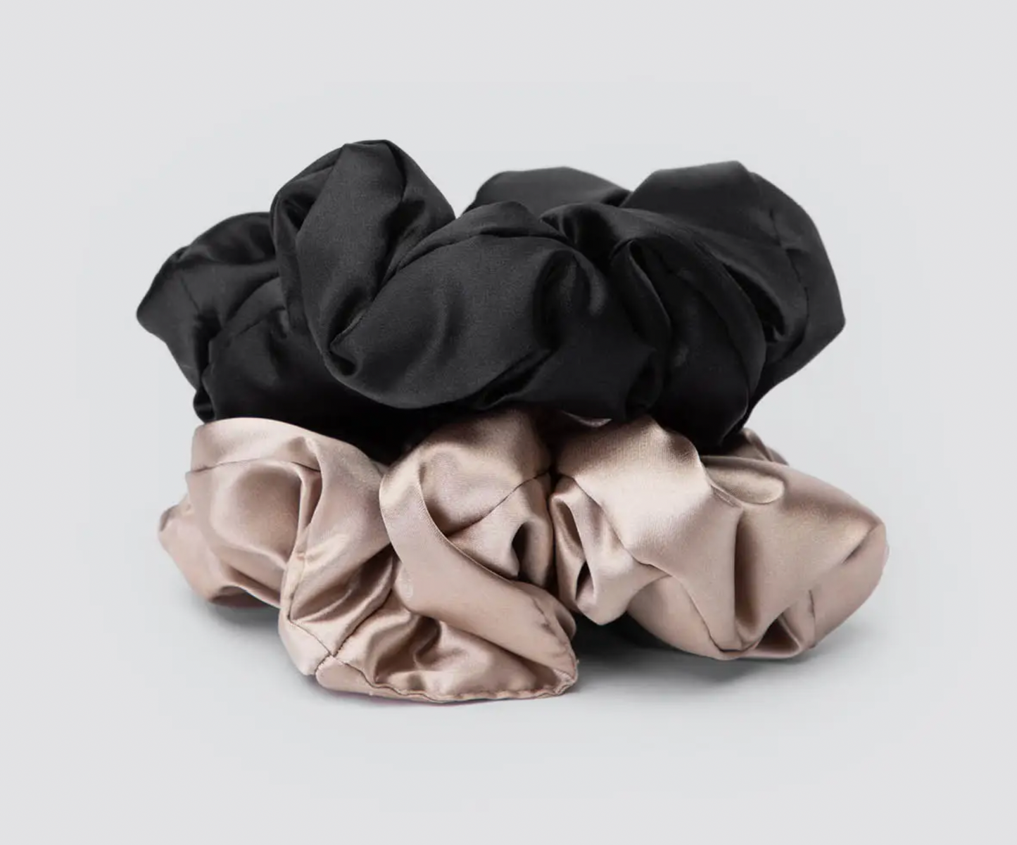 Satin Pillow Scrunchies - Black/Gold