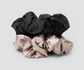 Satin Pillow Scrunchies - Black/Gold