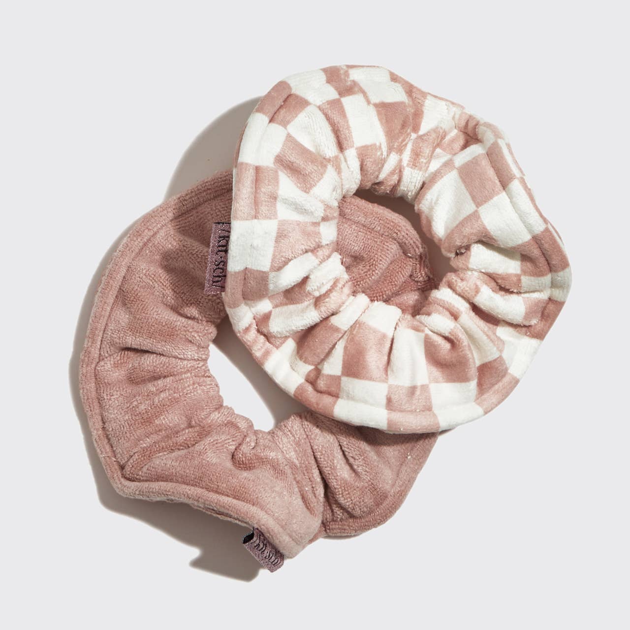 Microfiber Quick-Dry Towel Scrunchie 2PC- Terracotta Checker